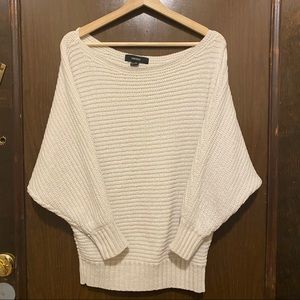 White knit off-the-shoulder sweater
